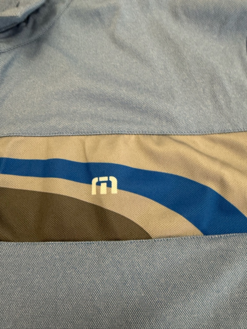 Travis Mathew Light Blue Polo with Gray and Navy Chest Stripes - Picture 5 of 7
